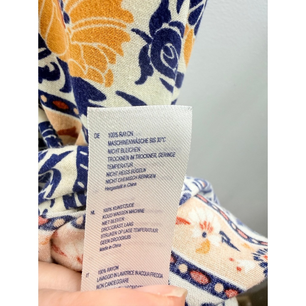 Forever 21 Women's Blue Orange Floral Boho Maxi Dress Strappy Racerback Sz S - Picture 9 of 12